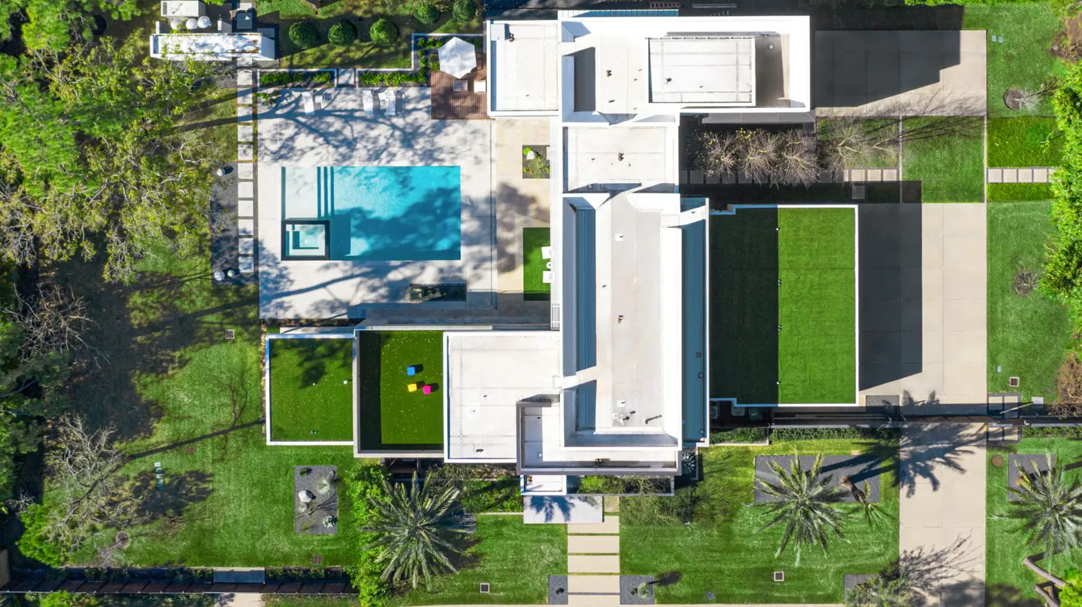 Modern Edge custom home aerial view