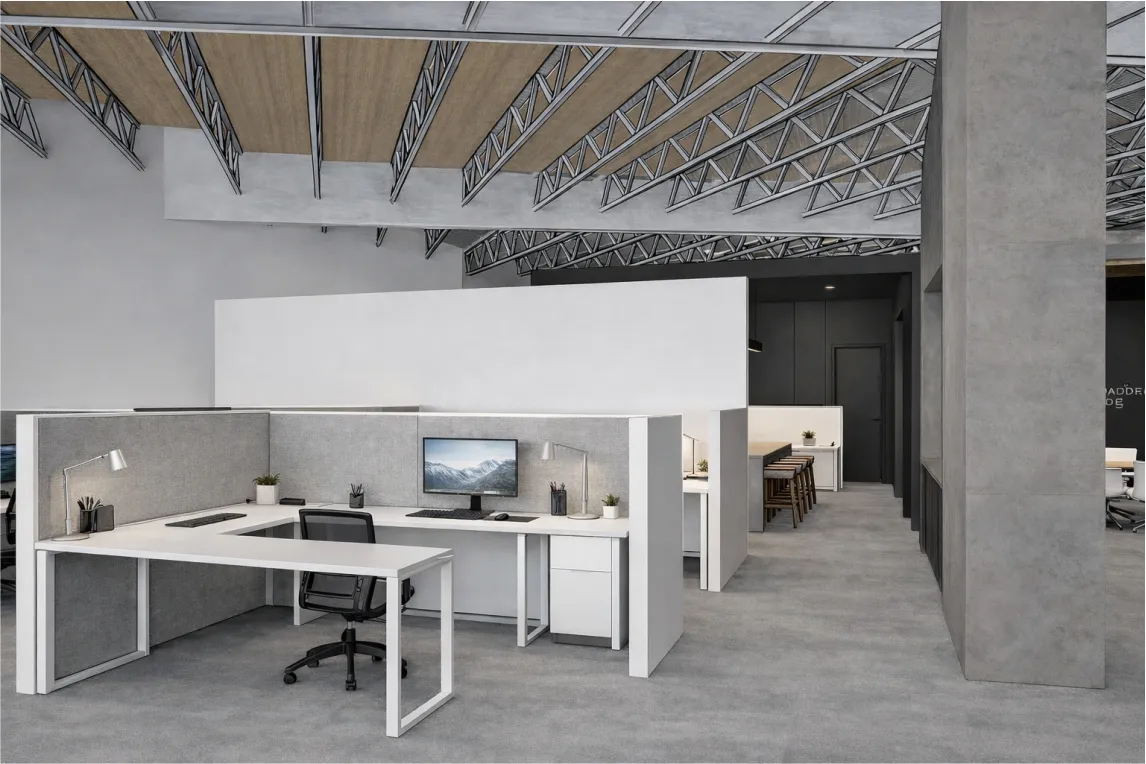 ME Lab Studio client collaboration lounge with warm textures