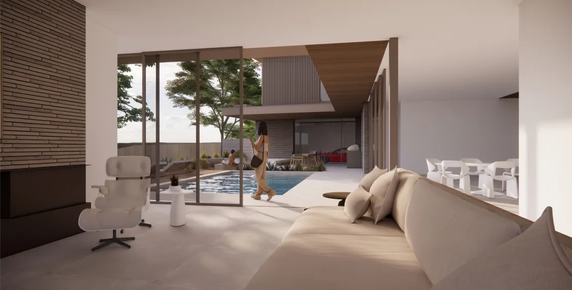 Memorial Residence central courtyard with outdoor living space