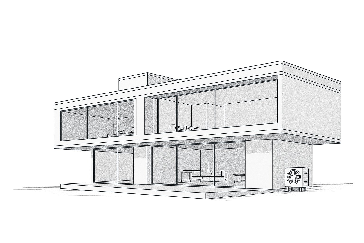 Modern home architectural illustration